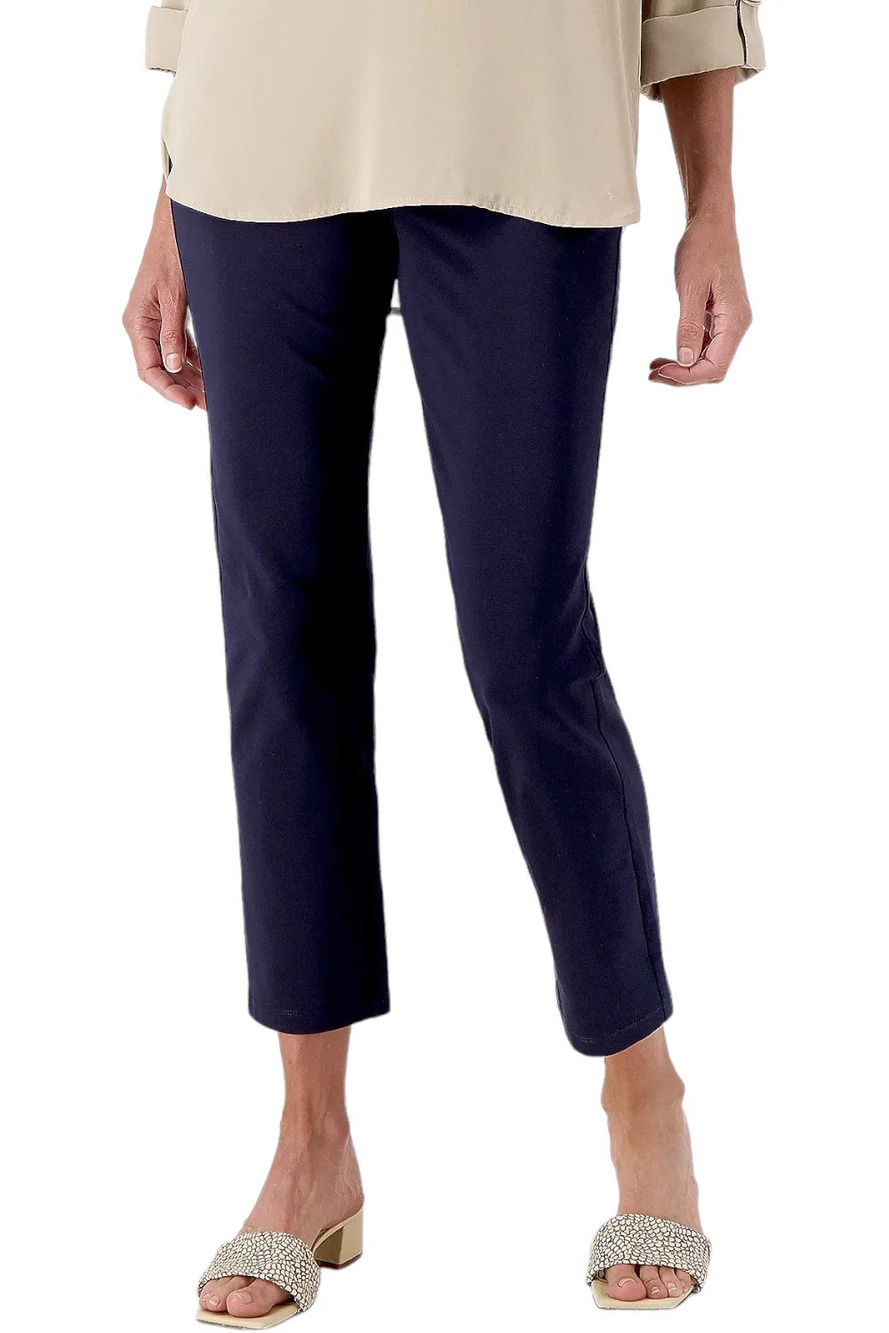 Susan Graver Women's Premium Stretch Slim Leg Pant Navy - Regular